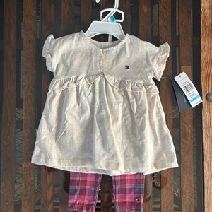 Tommy Hilfiger Cream Dress with Plaid Leggings